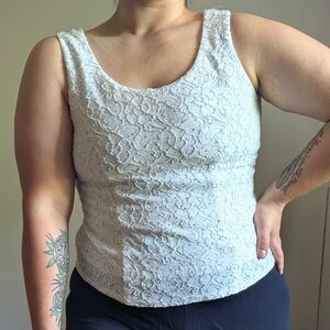 R&M Richards Sparkly Ivory Embroidered Top Size 10